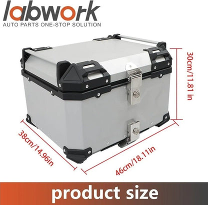 Motorcycle Top Case Tail Box with Backrest and Mounting Plate Hard Aluminum Allo - Horizon Endless