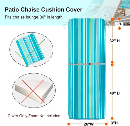 Outdoor Chaise Lounge Covers - Water Repellent & UV Resistant, 77"x22" - 2 Pack - Horizon Endless