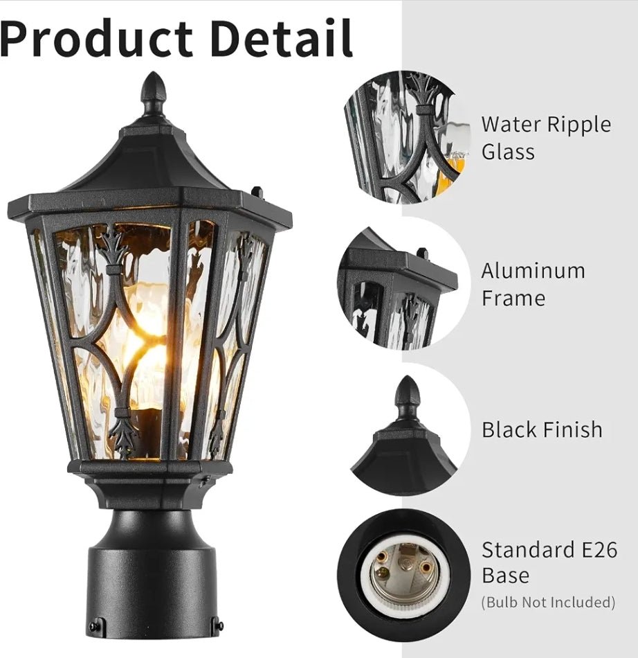 Vintage Post Lantern - Waterproof Outdoor Light for Garden Pathway Lighting - Horizon Endless