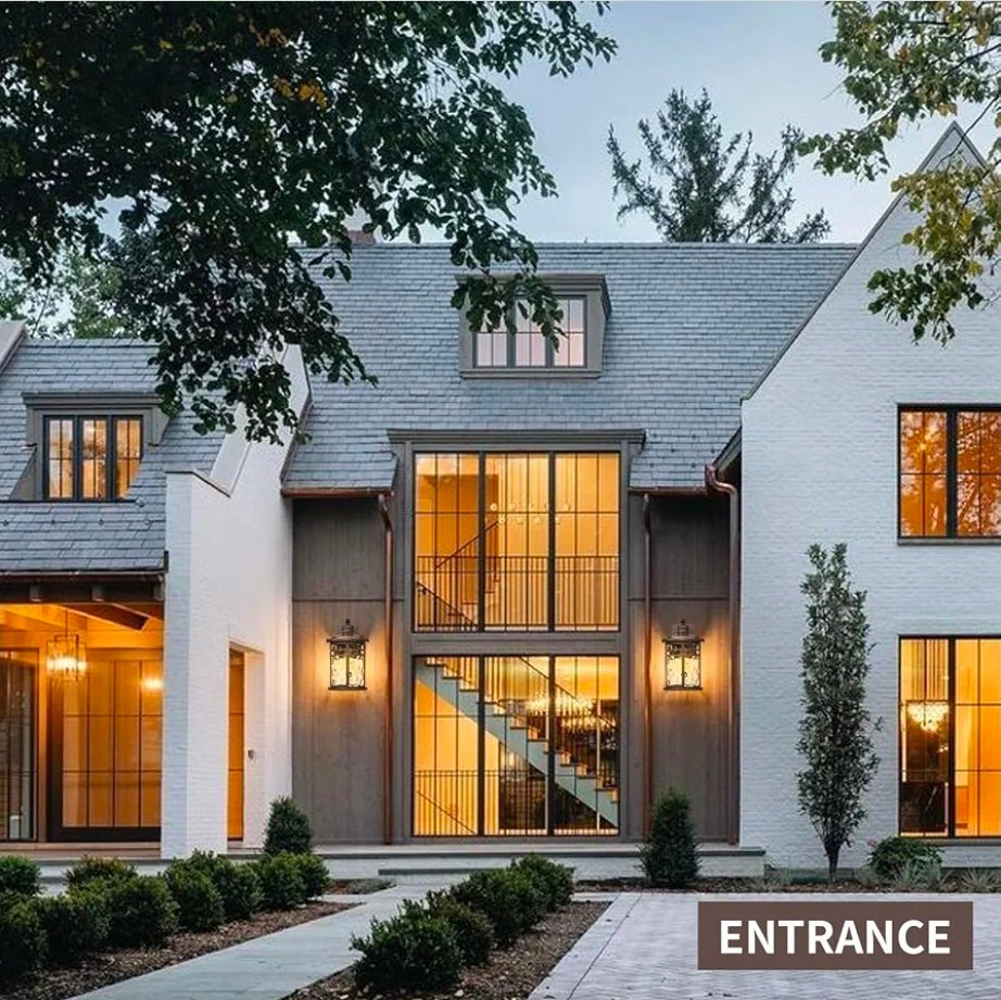 Outdoor Wall Light Fixture,14.57inch Large Outside Porch Lights Wall Mounted Amber Ripple Glass Modern Exterior Waterproof Wall Sconce Lighting for House Front Door Garage - Horizon Endless