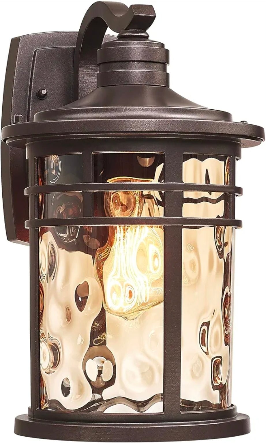 Outdoor Wall Light Fixture,14.57inch Large Outside Porch Lights Wall Mounted Amber Ripple Glass Modern Exterior Waterproof Wall Sconce Lighting for House Front Door Garage - Horizon Endless
