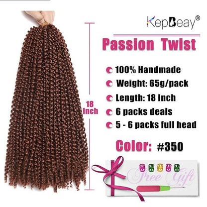 Passion Twist Hair Extensions 24” Inch 7 Packs NEW Waterwave Crochet Hair Braids - Horizon Endless