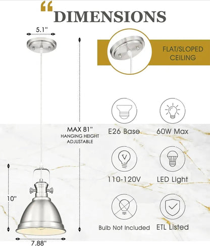 Farmhouse Pendant Lights - Brushed Nickel Kitchen Island Fixtures - Horizon Endless