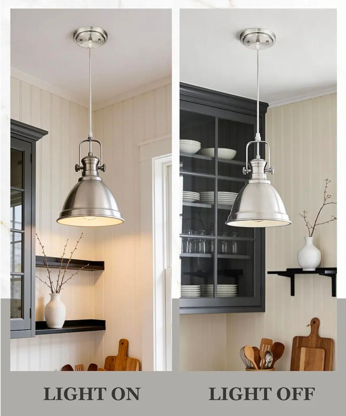 Farmhouse Pendant Lights - Brushed Nickel Kitchen Island Fixtures - Horizon Endless