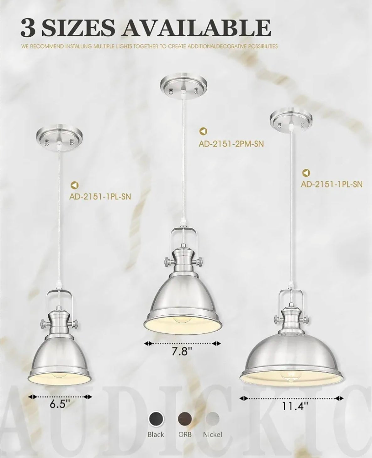 Farmhouse Pendant Lights - Brushed Nickel Kitchen Island Fixtures - Horizon Endless