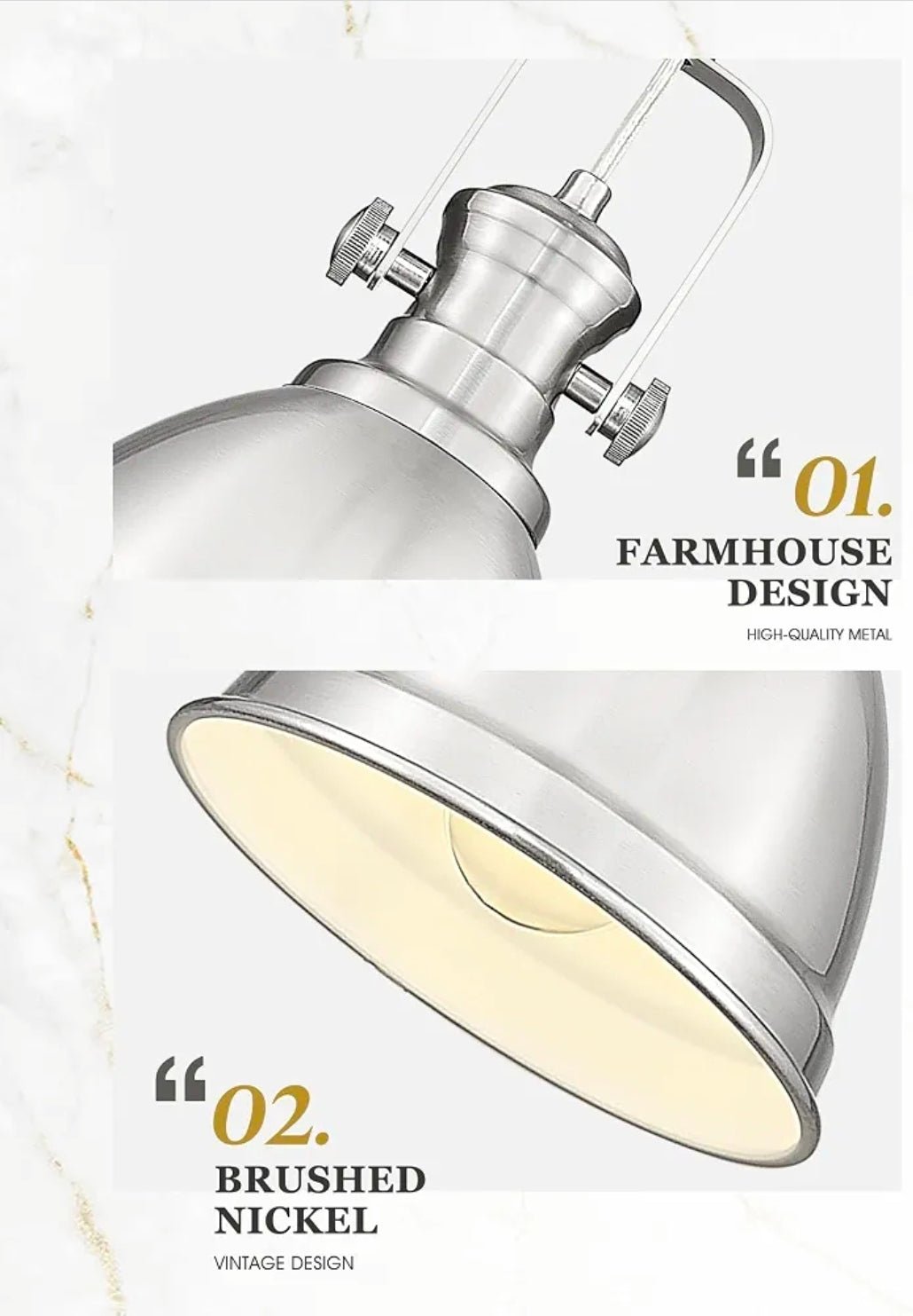 Farmhouse Pendant Lights - Brushed Nickel Kitchen Island Fixtures - Horizon Endless