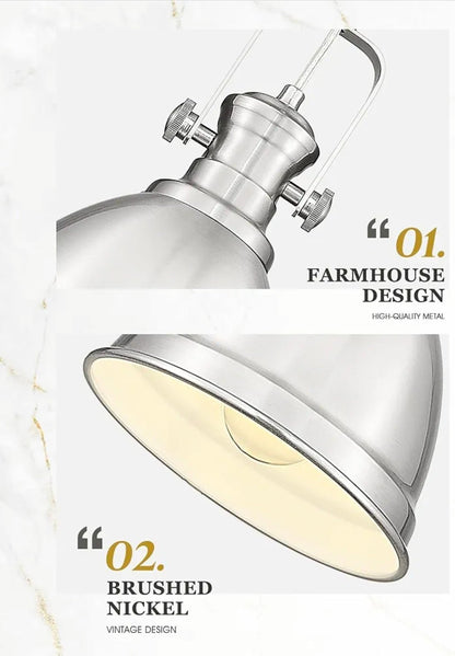 Farmhouse Pendant Lights - Brushed Nickel Kitchen Island Fixtures - Horizon Endless