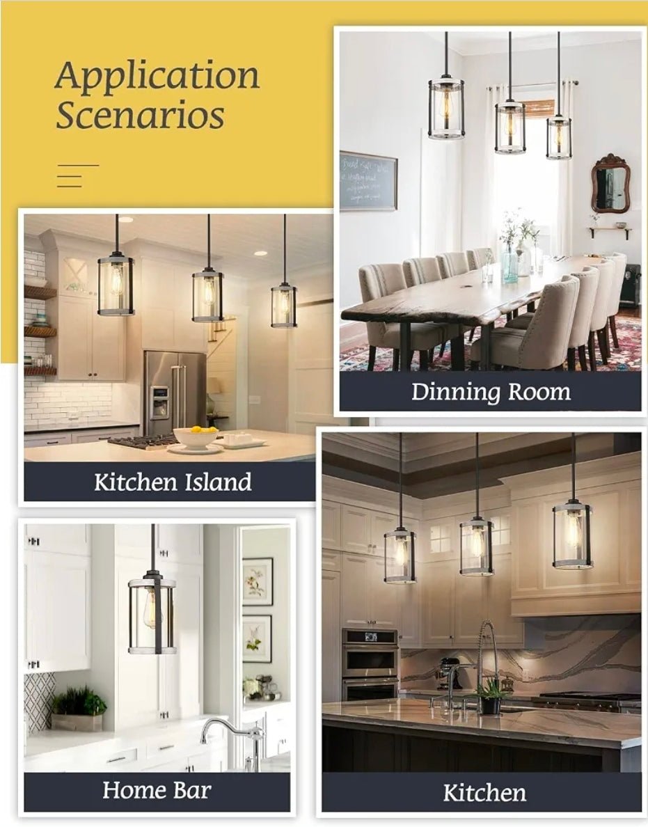 Modern Farmhouse Pendant Light, Oak White Finish, Kitchen Island Lighting - Horizon Endless