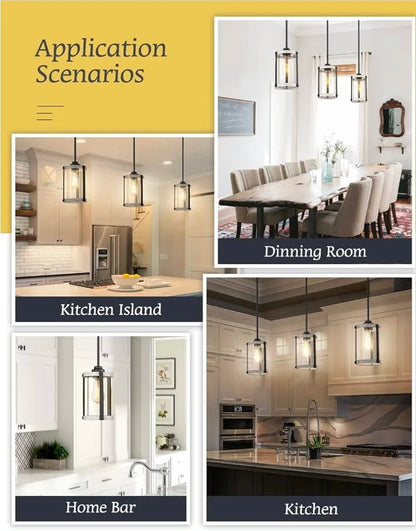 Modern Farmhouse Pendant Light, Oak White Finish, Kitchen Island Lighting - Horizon Endless