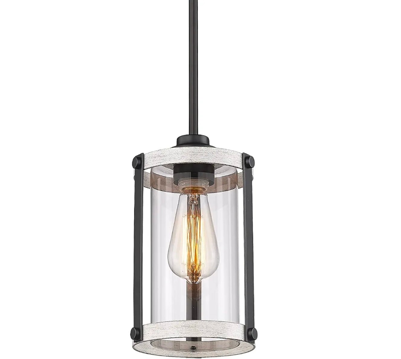Modern Farmhouse Pendant Light, Oak White Finish, Kitchen Island Lighting - Horizon Endless