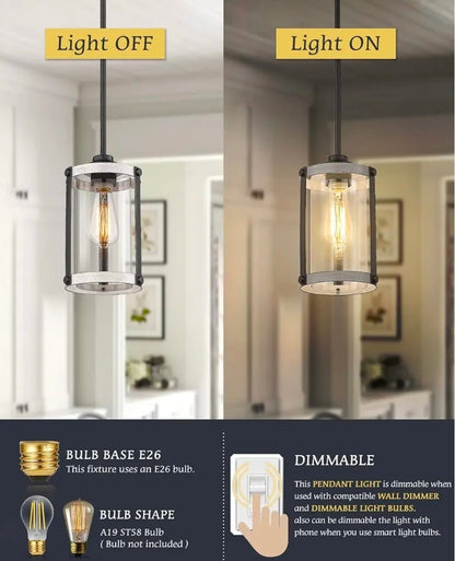 Modern Farmhouse Pendant Light, Oak White Finish, Kitchen Island Lighting - Horizon Endless