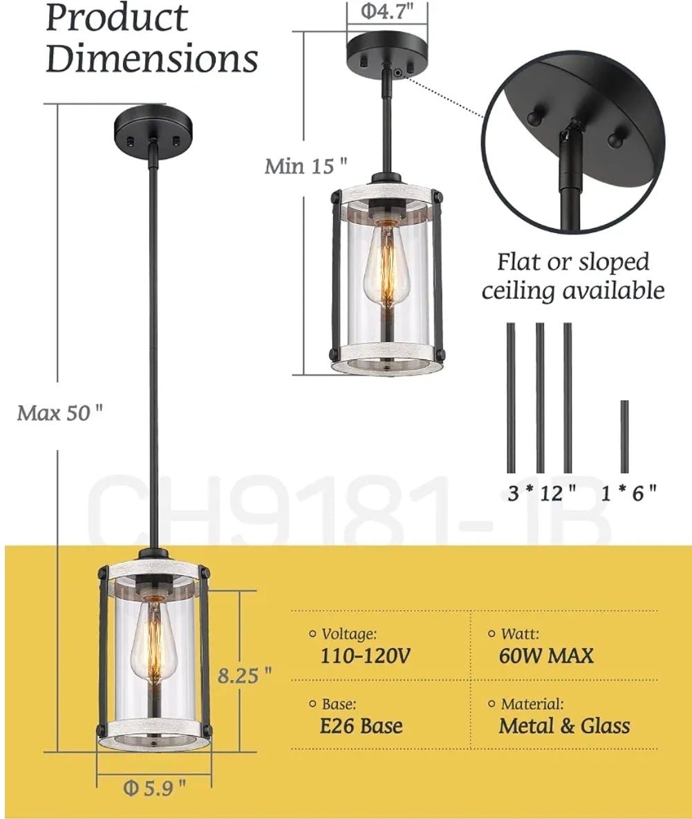 Modern Farmhouse Pendant Light, Oak White Finish, Kitchen Island Lighting - Horizon Endless