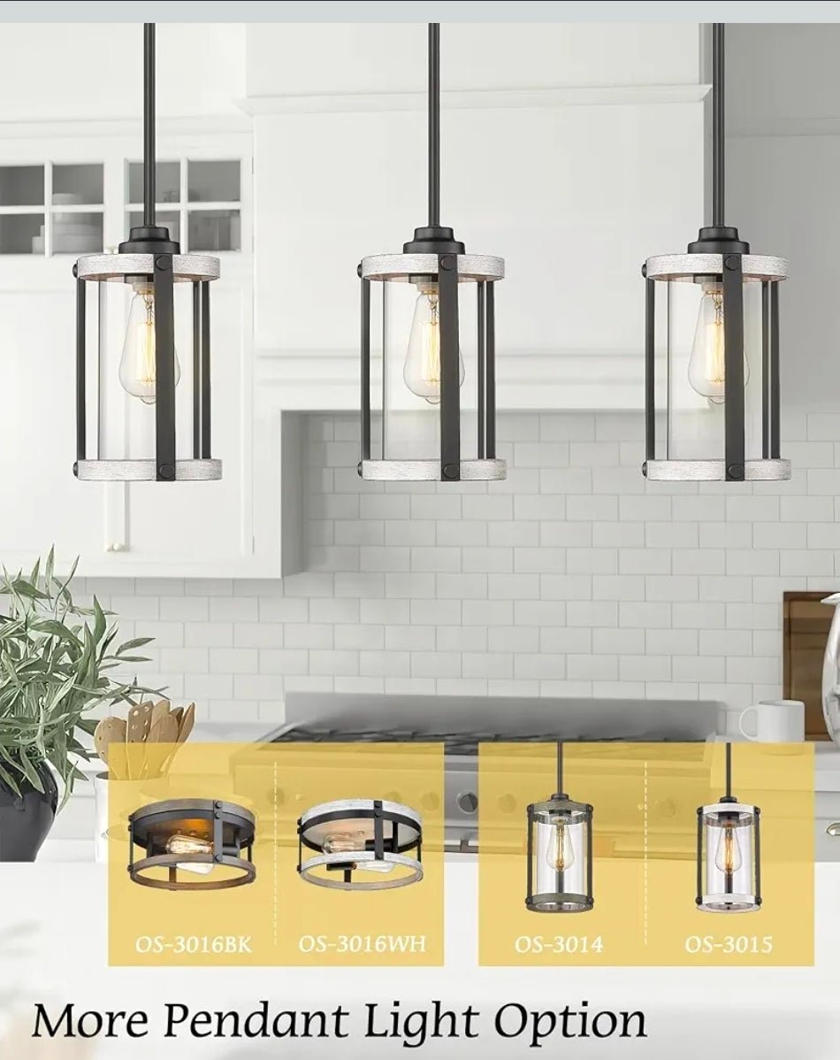 Modern Farmhouse Pendant Light, Oak White Finish, Kitchen Island Lighting - Horizon Endless