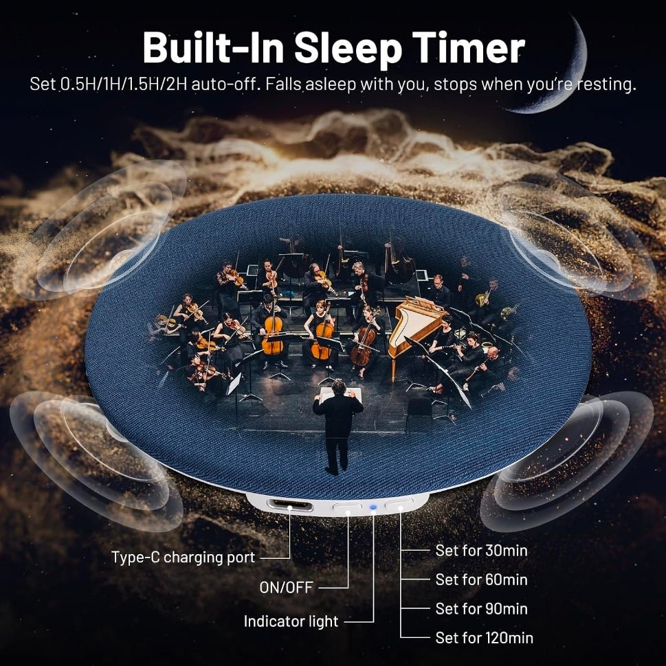 Pillow Speaker for Sleeping, Ultra-Thin Portable Bluetooth 6.0 Blue - Horizon Endless