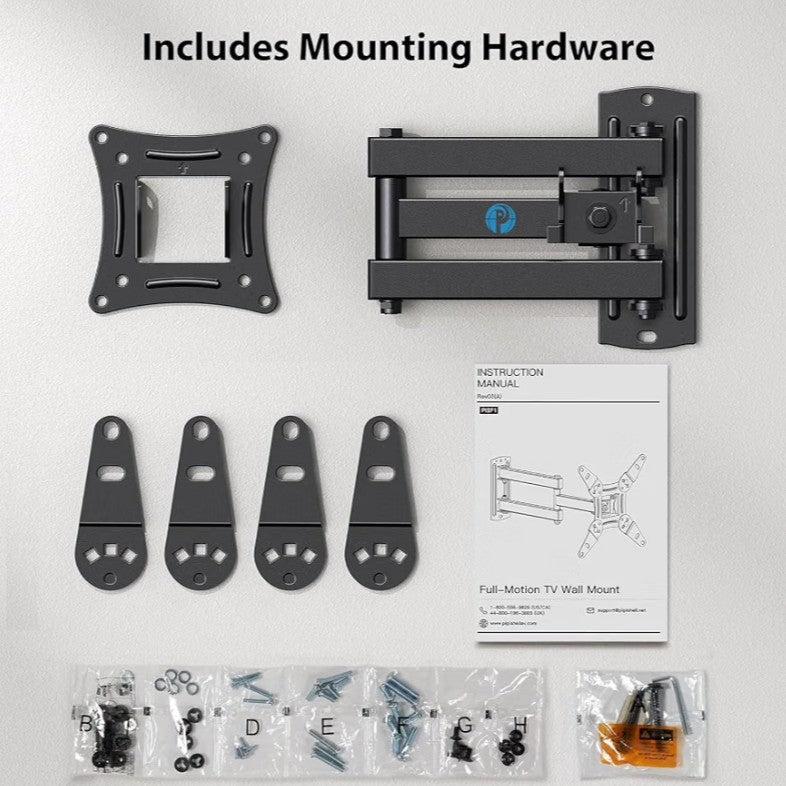 Pipishell Full Motion Wall Mount - Echo Show Compatible for 13"-43" TVs - Horizon Endless