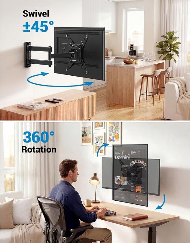 Pipishell Full Motion Wall Mount - Echo Show Compatible for 13"-43" TVs - Horizon Endless