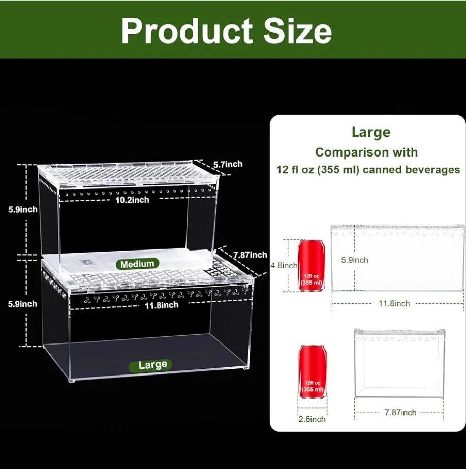 Polycarbonate Terrarium - Shatterproof Reptile Tank for Isopods, Frogs & Geckos - Horizon Endless
