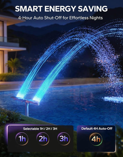POOLHACKER Solar Pool Fountain with 10-Color LED Lights & Remote Control - Horizon Endless
