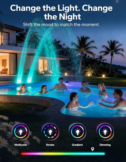 POOLHACKER Solar Pool Fountain with 10-Color LED Lights & Remote Control - Horizon Endless