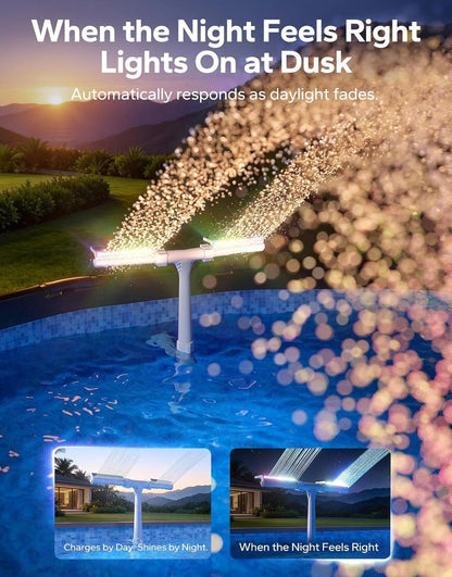 POOLHACKER Solar Pool Fountain with 10-Color LED Lights & Remote Control - Horizon Endless