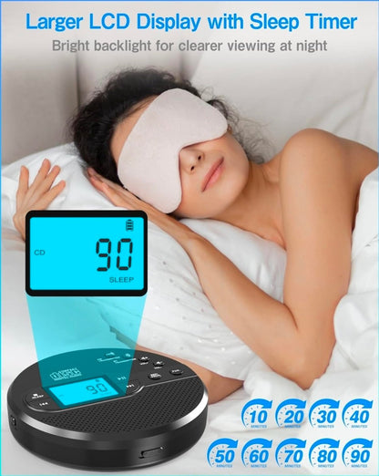Portable CD Player with Bluetooth & Speaker, FM Transmitter for Car 9H Rechargeable with Anti-Skip, Supports CD/MP3, USB/AUX Output, CD Player with Headphones for Home/Road Trips/Seniors (Black - Horizon Endless