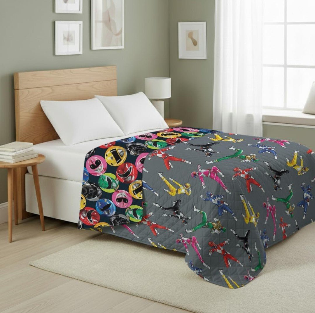 Power Rangers Twin Quilted Reversible Throw, Soft Lightweight Bedding, 60x90" - Horizon Endless
