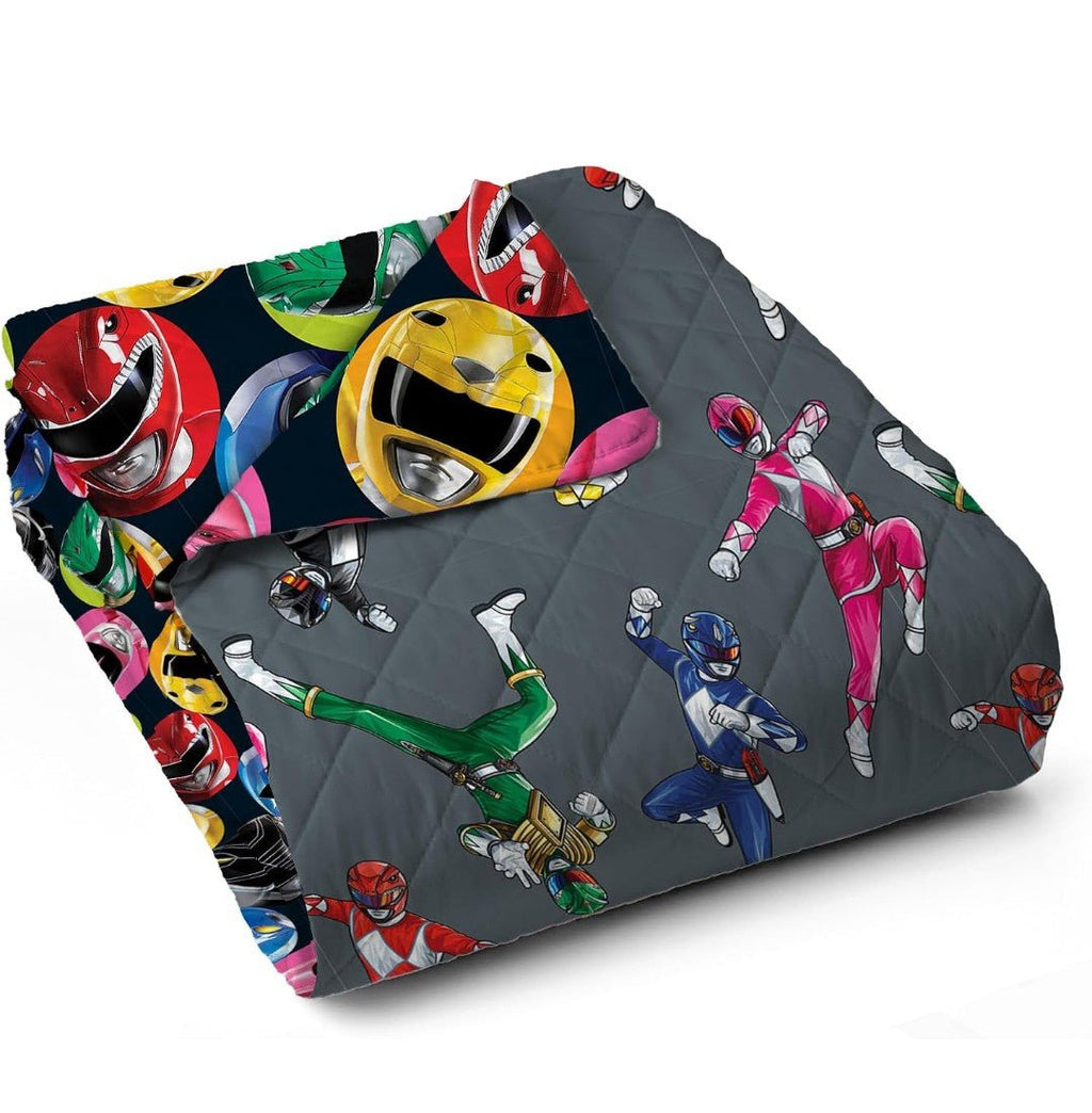 Power Rangers Twin Quilted Reversible Throw, Soft Lightweight Bedding, 60x90" - Horizon Endless