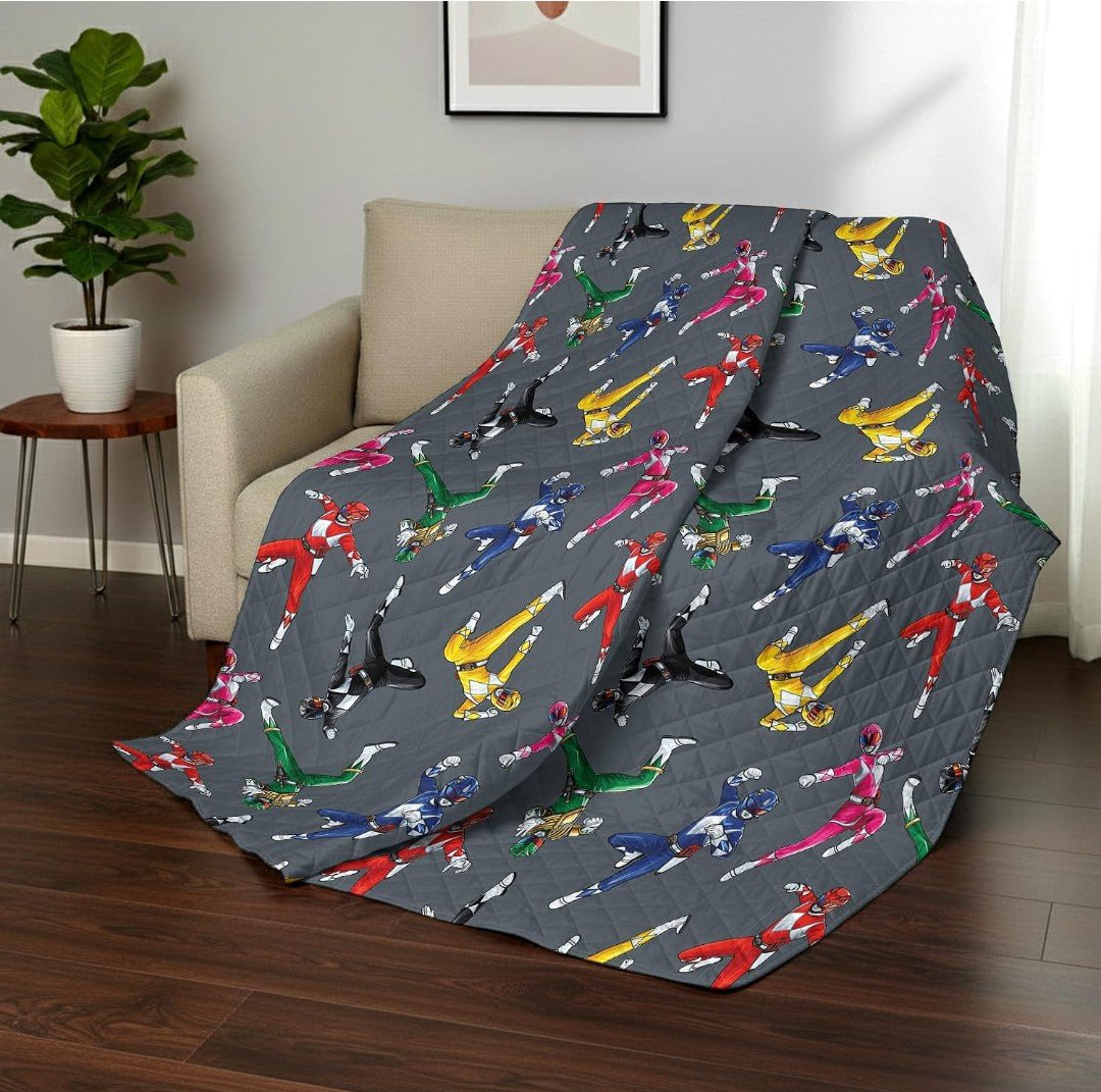 Power Rangers Twin Quilted Reversible Throw, Soft Lightweight Bedding, 60x90" - Horizon Endless