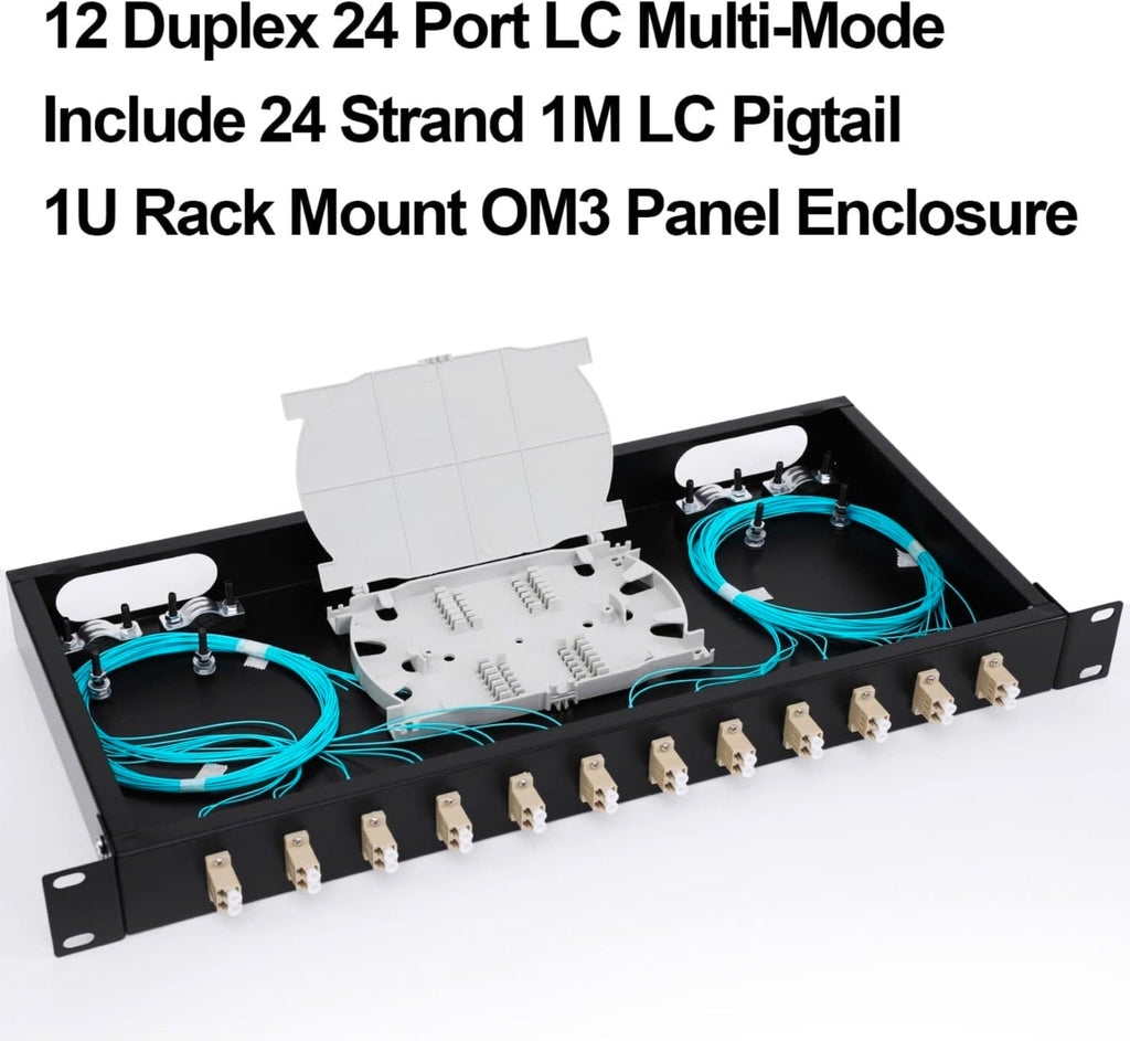 Premium LC-OM3 12 Duplex Fiber Enclosure Rack Mount Box with LC-UPC Kit - Professional solution - Horizon Endless