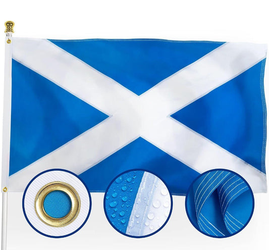 Premium Scotland Flag 3x5 Ft Outdoor Double Sided Heavy Duty 210D Nylon | Scottish National Flag with Brass Grommets & Reinforced 4-Stitch Hemming - Horizon Endless