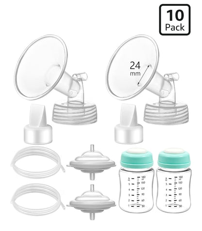 Pump Parts Compatible with Spectra S1/S2/9 Plus, Not Original Accessories, Full Set Replacements Include 24mm Flange, Duckbill Valve, Backflow Protector, Tubing and Bottle - Horizon Endless