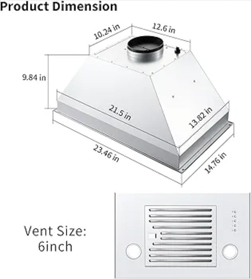 Range Hood Insert 24 inch, Built in Kitchen Hood range hood insert 24 inch - Horizon Endless