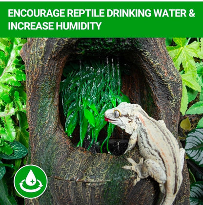 Reptile Waterfall Drinking Fountain with Food Dish, 1000ML Large Reptile Terrarium Water Dispenser for Bearded Dragon Chameleon Gecko Lizard Tree Frog - Horizon Endless