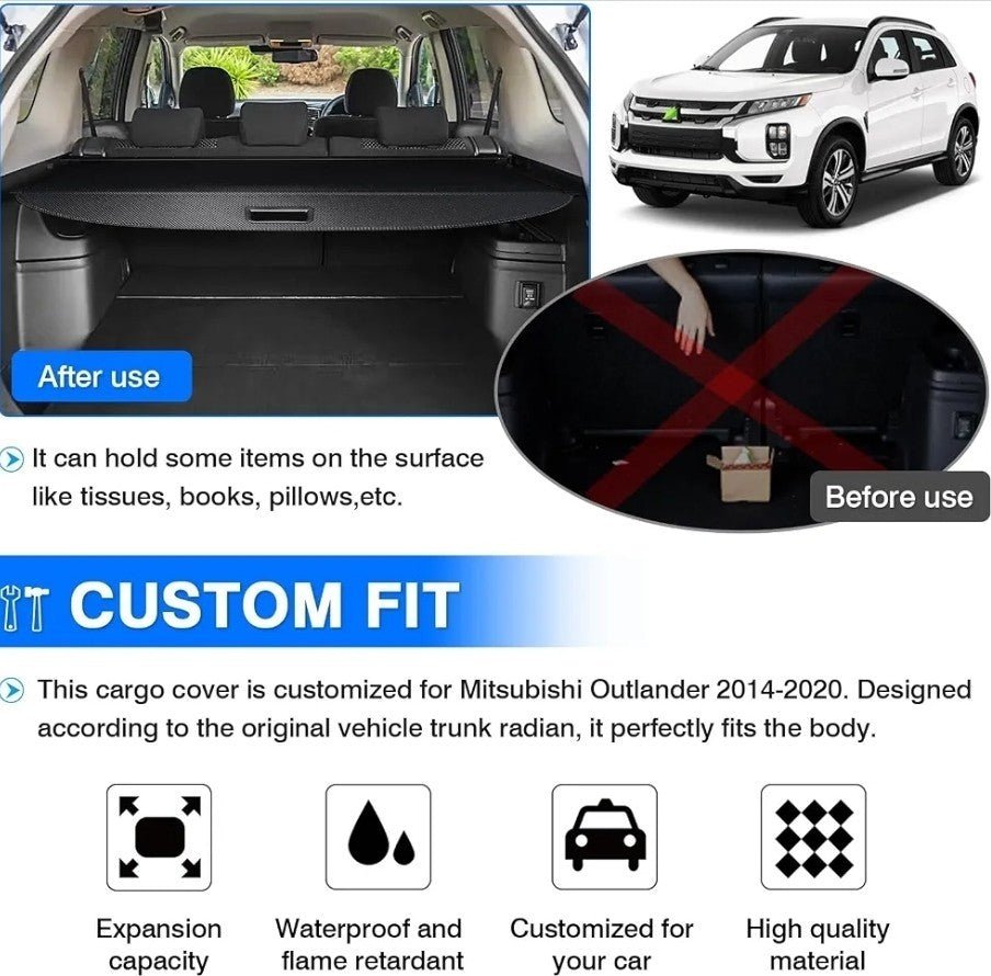 Retractable Cargo Cover for Mitsubishi Outlander W/ Manual Tailgate Carbon Fiber - Horizon Endless