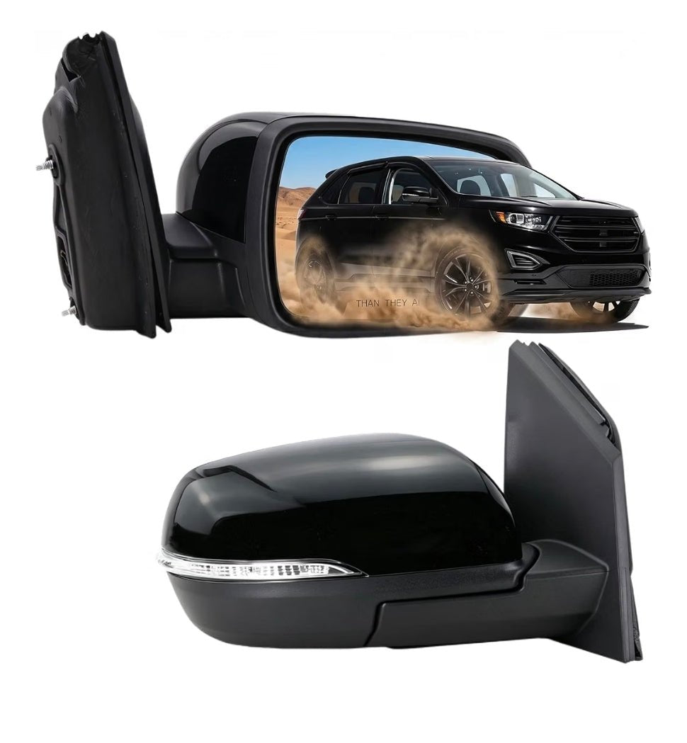 Right Passenger Side Mirror Fits 2015 2016 2017 2018 2019 2020 2021 2022 2023 2024 Ford Edge With Manual Folding Heated Turn Signal Puddle Light Blind Spot Black Replace#JT4Z-17682-FB(9Pins) - Horizon Endless