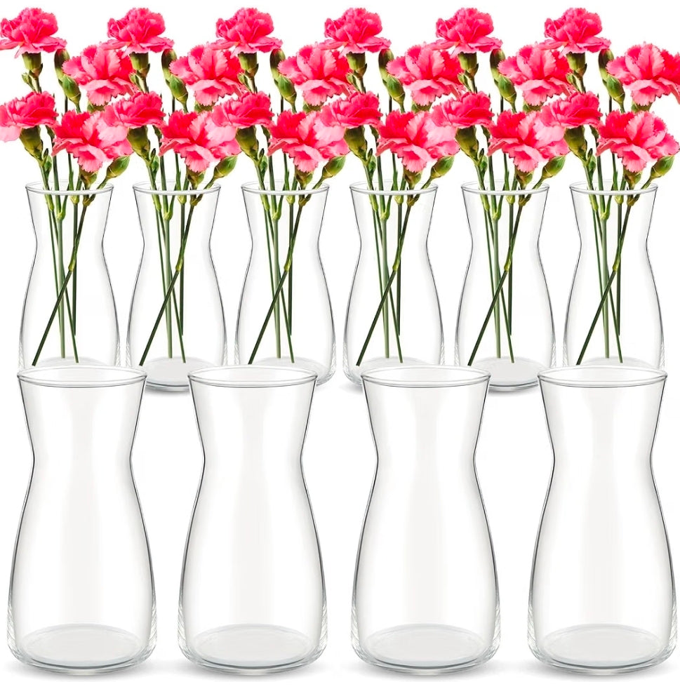 10 Pcs 8'' Tall Clear Glass Flower Vase for Bouquet, Clear
Wide Mouth Vase Bulk, Boho Decorative Vase for Flower Bouquets, Rustic Home Decor, Wedding Centerpieces, Housewarming Gift