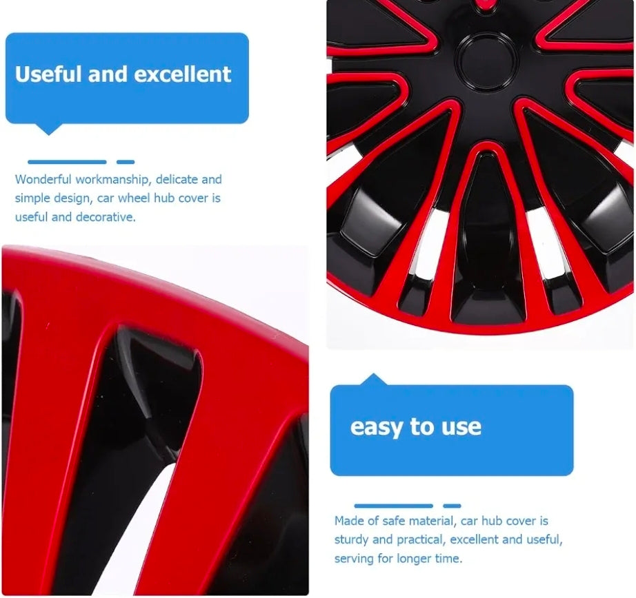 16.45" Red Hub Caps – Dust-Resistant Wheel Covers for Car & SUV, Universal Fit 16" wheel