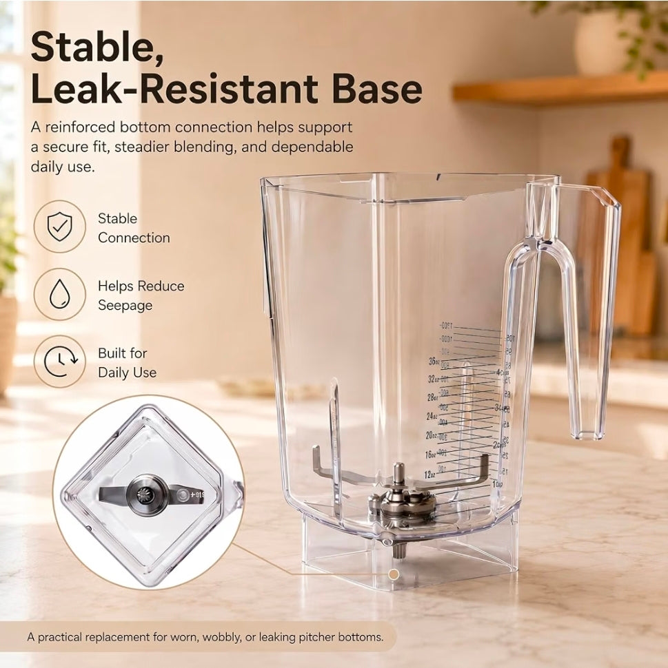 72 oz Blender Replacement Jar Compatible with Blendtec Blenders, BPA-Free Container with Lid and Stainless Steel Blade Assembly, Ideal for Home Kitchens, Smoothies, Cafés and Commercial Use