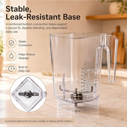 72 oz Blender Replacement Jar Compatible with Blendtec Blenders, BPA-Free Container with Lid and Stainless Steel Blade Assembly, Ideal for Home Kitchens, Smoothies, Cafés and Commercial Use