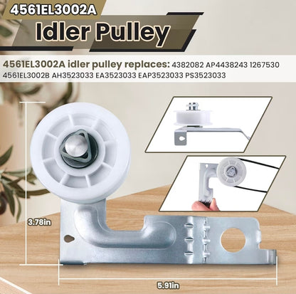 Upgraded Dryer Roller Kit for LG Kenmore Dryer Parts, Dryer Repair Kit Include 4581EL2002L Dryer Rollers, 4561EL3002A Dryer Idler Pulley, 4400EL2001F Dryer Belt Compatible with DLE3733W DLE3777W