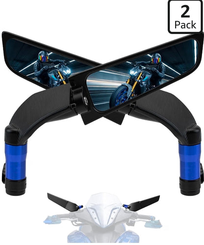 Motorcycle Mirrors Universal M8 M10 Stealth Mirrors Wind Wing Side Mirror
Compatible With Kawasaki Z650 Z900 Z1000 Duke 390 790 1290 Yamaha MT07 MT09 Street Bike Aluminum Rearview Mirrors (Blue)
