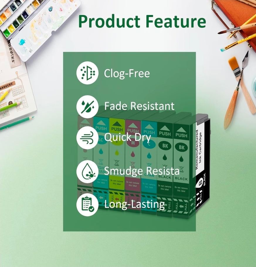 Remanufactured T98 T99 Ink Cartridges Replacements for T098 T099 Ink Cartridges Compatible for Artisan 700 710 725 730 800 810 835 837 Printers (7 Pack)