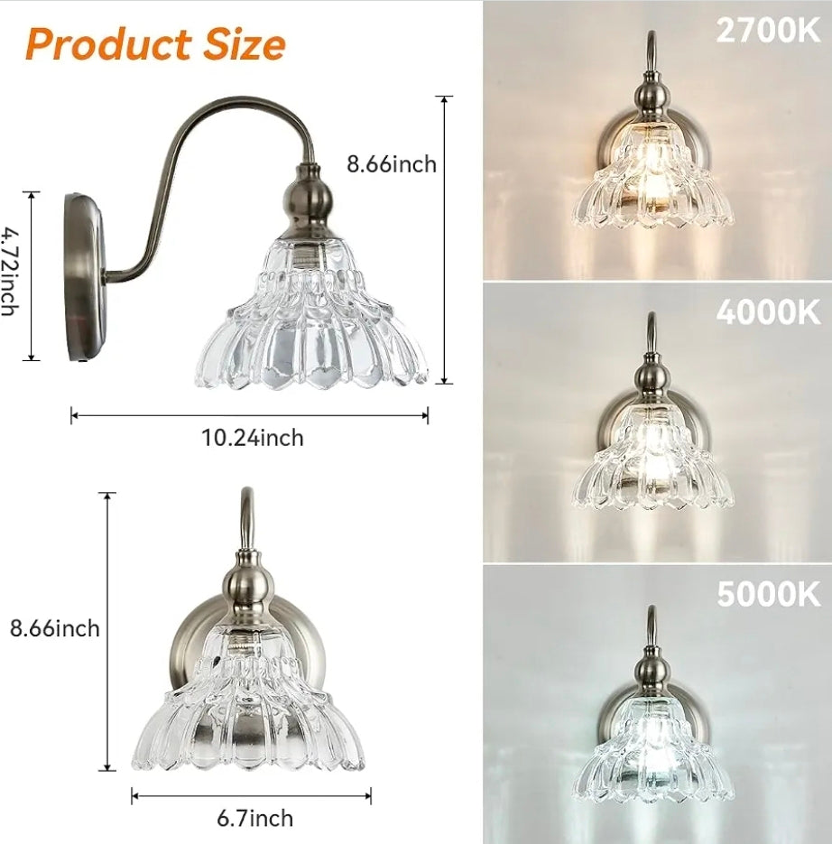 Brushed Nickel Wall Sconce Bathroom Wall Light Fixtures Modern Vanity Lights for Bathroom Bedroom