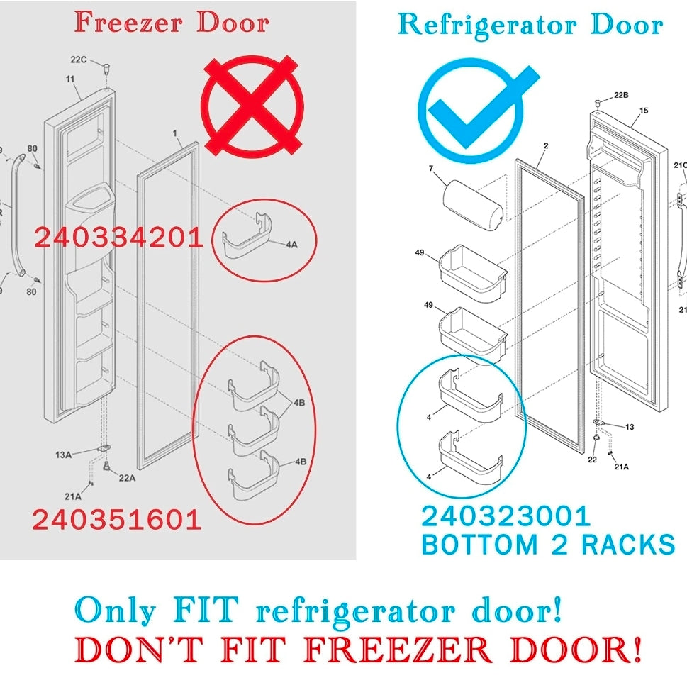 2 pack 240323001 Refrigerator Door Bin, 15.95in Side Fit for frigidaire
Replacement for AP2115741, PS429724, AH429724, 240323007, fits most Frigidaire & Kenmore (NOT freezer door) , Easy install
