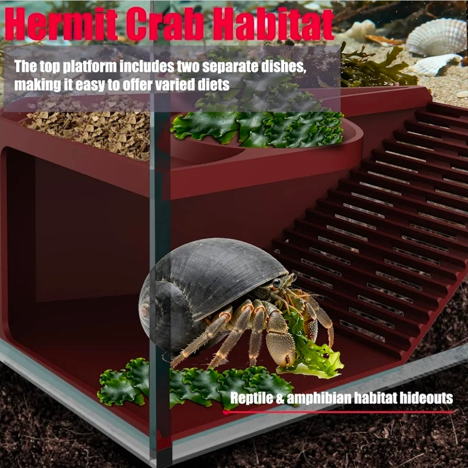 Hermit Crab Hideout with Climbing Tunnel | Hermit Crab Climbing Toys| Hermit Crab Water Tank Accessories |Hermit Crab Habitat, Also Suitable for Sea Turtles, Lizards and Tarantulas
