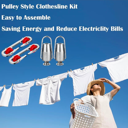 2 Pcs Clothesline Tightener with 2 Pcs Aluminum Rope Separator
Rope Tensioner for Outdoor Indoor Laundry, Pulley Spreader Accessories, Adjustable Tension Fixing, Backyard Patio Balcony