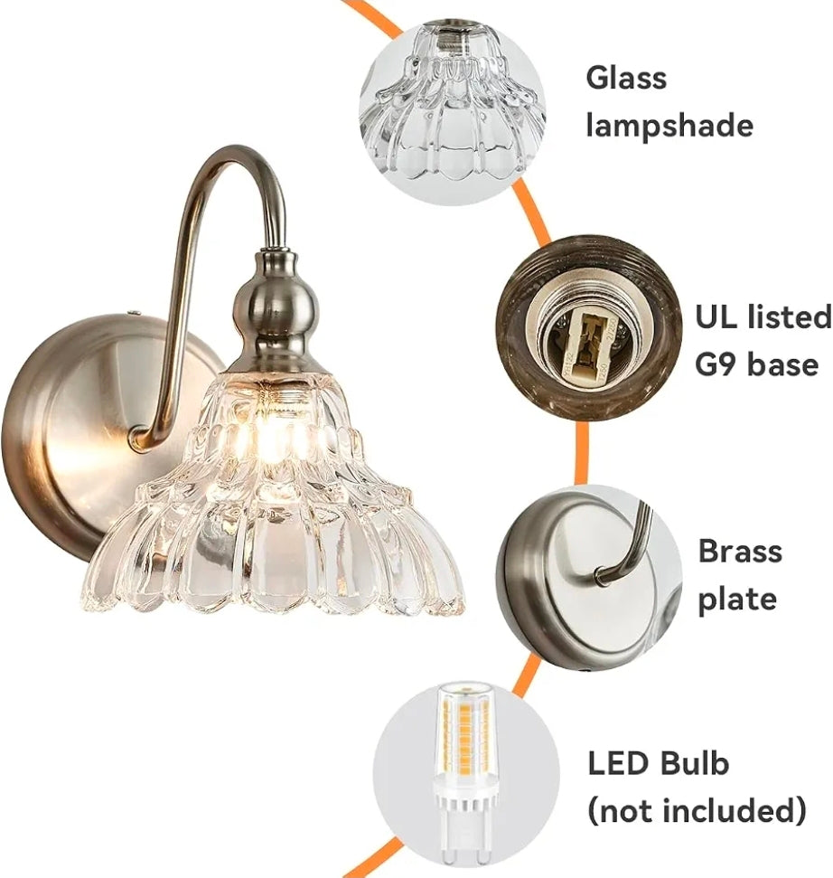 Brushed Nickel Wall Sconce Bathroom Wall Light Fixtures Modern Vanity Lights for Bathroom Bedroom