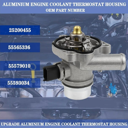 Aluminium Coolant Thermostat Housing Assembly Fit for Chevy 1.4L
Compatible with 2011-2020 Chevy Cruze Limited Sonic Trax, Buick Encore, Sensor & O-ring, Replace 25200455 55593034 902-808