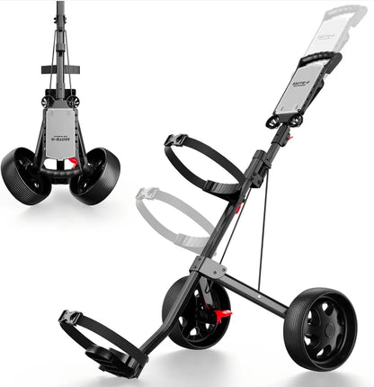 Adjustable 2-Wheel Golf Pull Cart – Junior Golf Push Cart for Ages 3 to Adult, Adjustable Upper Bracket & Handle Height