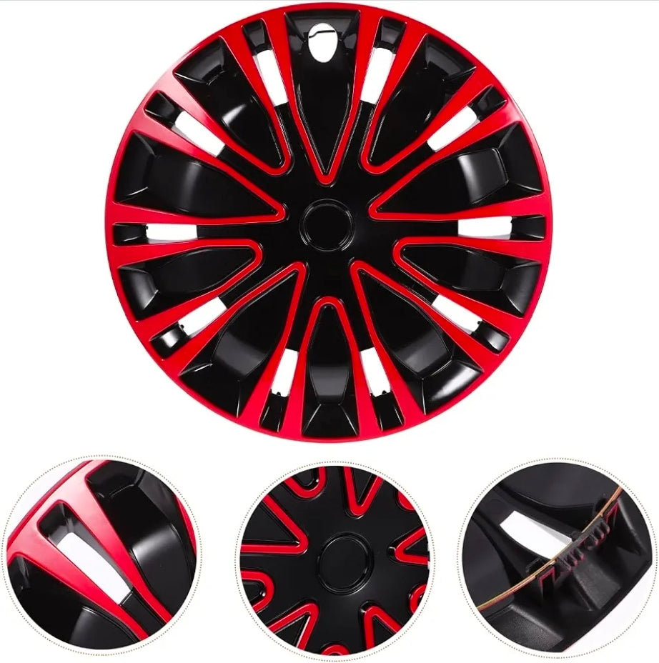 16.45" Red Hub Caps – Dust-Resistant Wheel Covers for Car & SUV, Universal Fit 16" wheel